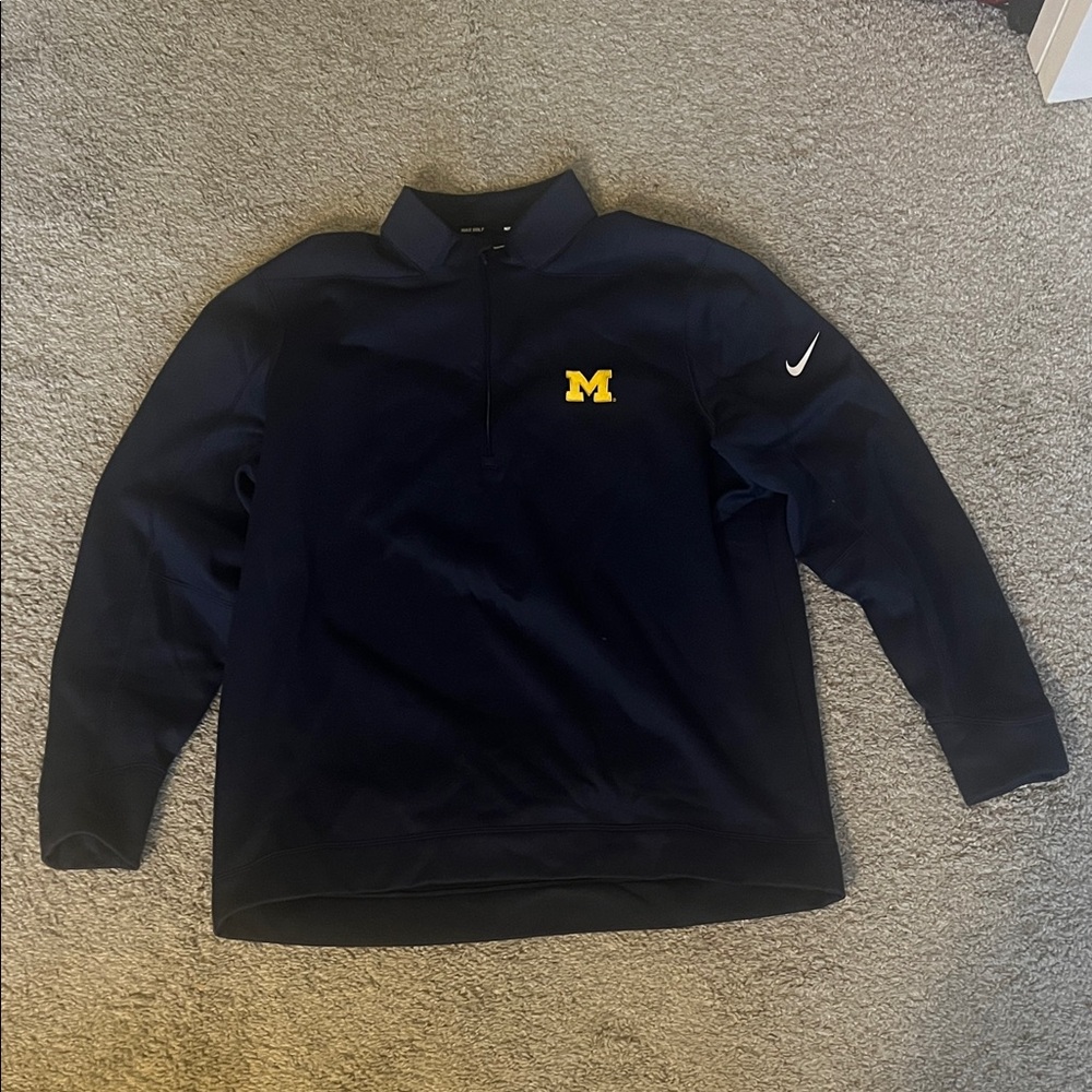 Michigan Nike Dark Blue Pullover with Yellow Emblem